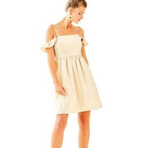 BNWT Lilly Pulitzer Kariana Dress, Soft Metallic Leaf Jacquard